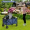 Outdoor Folding Utility Wagon Cart with Adjustable Handle and Cup Holder for All-Terrain Wheels